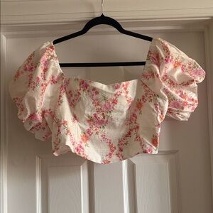 Altar'd State Pink and Cream Floral Blouse